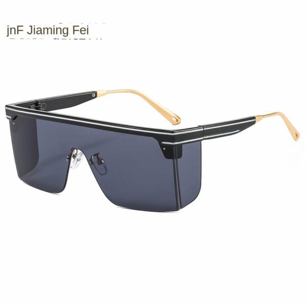 One-Piece Rimmed Sunglasses Various Designs - C1 black frame and black grey chip