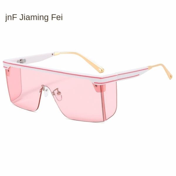 One-Piece Rimmed Sunglasses Various Designs - C3 white frame powder tablet