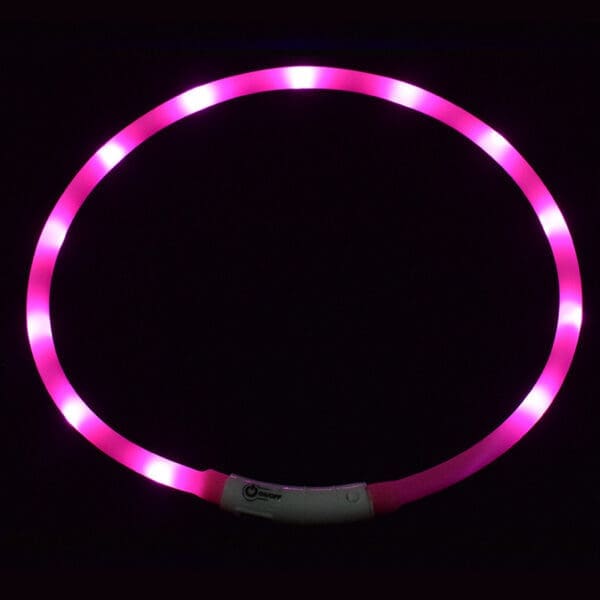 LED Pet Collar USB Rechargeable Various Colors One-Size - Pink One-size