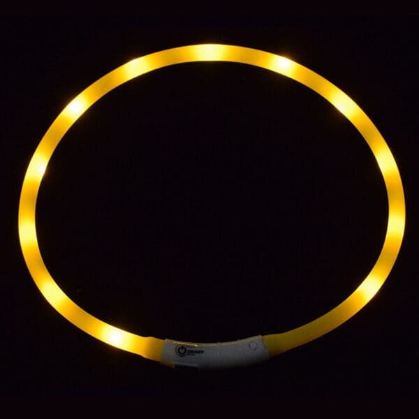 LED Pet Collar USB Rechargeable Various Colors One-Size - Yellow One-size