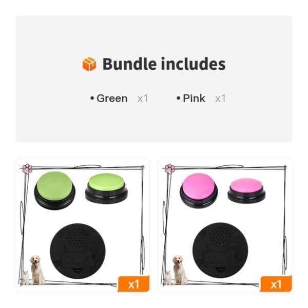 Dog Talking Button for Communication Multiple Colors Available - Green+Pink