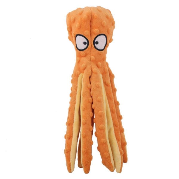 Cartoon Octopus Pet Squeak Toy Orange Green Purple Blue - Orange