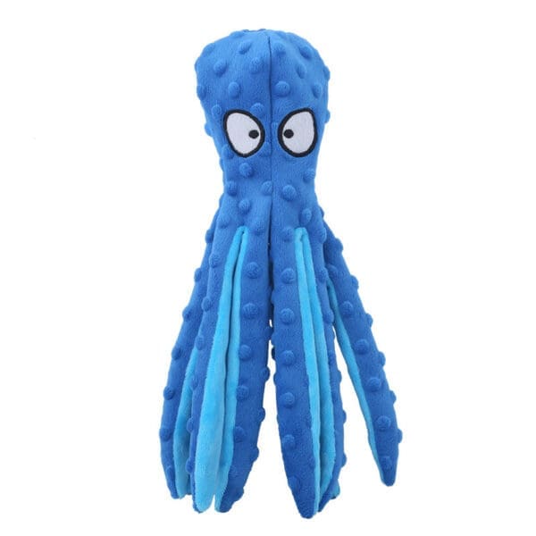 Cartoon Octopus Pet Squeak Toy Orange Green Purple Blue - BLUE