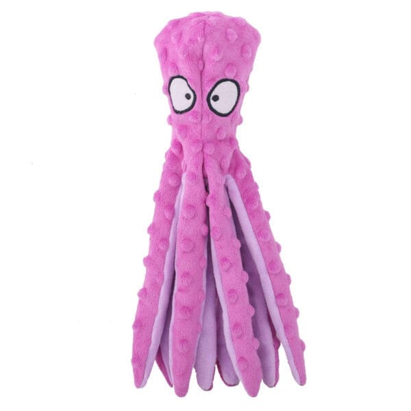 Cartoon Octopus Pet Squeak Toy Orange Green Purple Blue - Purple