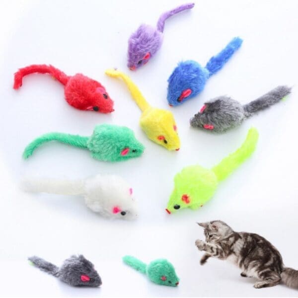 5pcs Color Plush Mouse Cat Toy