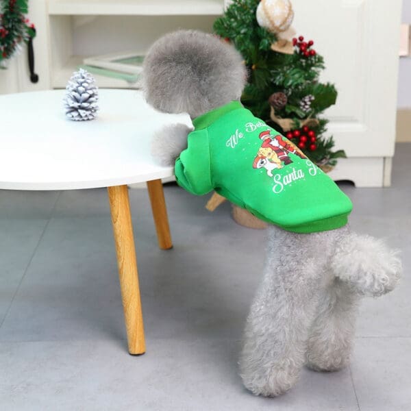 Christmas Pet Hoodie with Santa Pattern Emerald Green Red  XL XXL - Emerald Green S