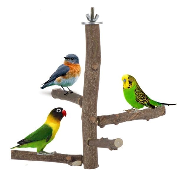 Bird Climbing Wood Outdoors Cage Perch Stand Toy