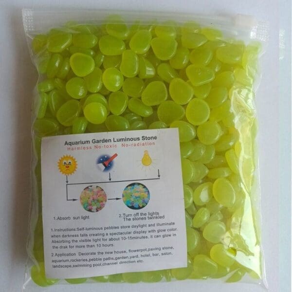 Luminous Artificial Pebbles for Aquarium Various Colors 200pcs-bag - Bright yellow 200pcs-bag