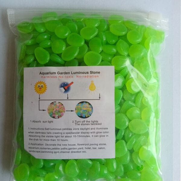 Luminous Artificial Pebbles for Aquarium Various Colors 200pcs-bag - Green 200pcs-bag