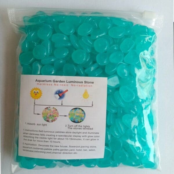 Luminous Artificial Pebbles for Aquarium Various Colors 200pcs-bag - BLUE 200pcs-bag