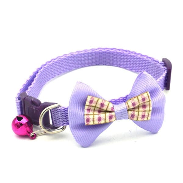 Bowknot Cat Collars with Bell Various Colors M - Purple M