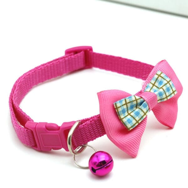 Bowknot Cat Collars with Bell Various Colors M - Rose Red M