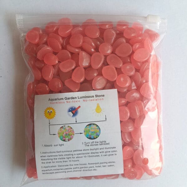 Luminous Artificial Pebbles for Aquarium Various Colors 200pcs-bag - Light Orange 200pcs-bag