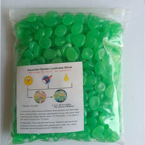 Luminous Artificial Pebbles for Aquarium Various Colors 200pcs-bag - Grass Green 200pcs-bag