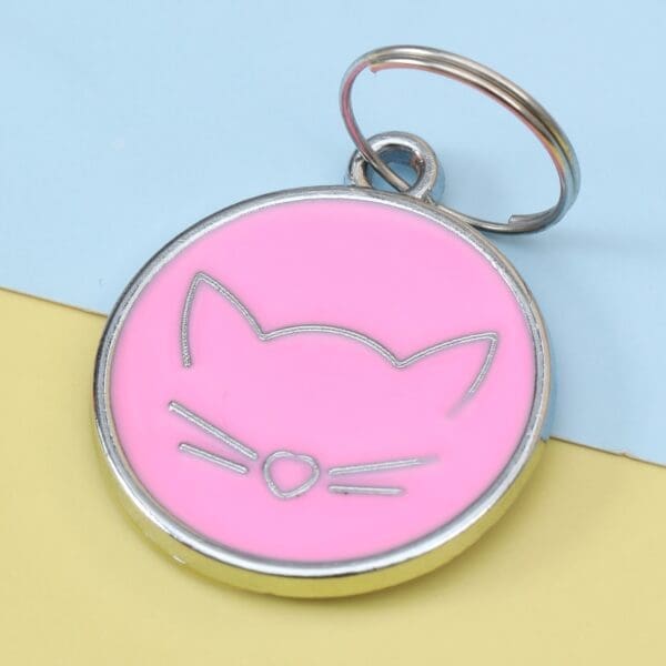 Cute Cat Pattern Pendant Pet Collar Various Colors One-size - Pink One-size