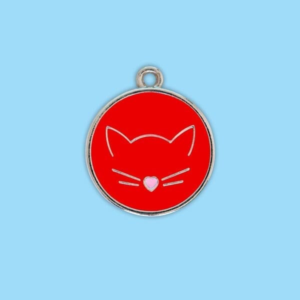 Cute Cat Pattern Pendant Pet Collar Various Colors One-size - Red One-size