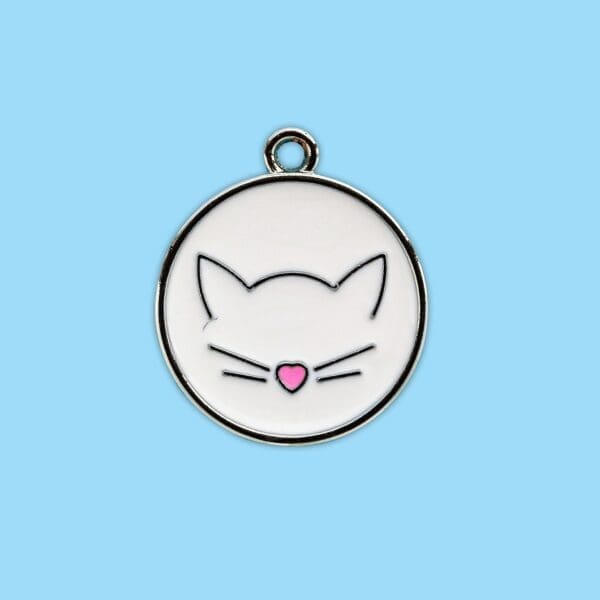 Cute Cat Pattern Pendant Pet Collar Various Colors One-size - White One-size