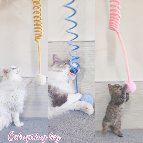 High Elasticity Rope Cat Toys Blue Yellow Pink - Pink