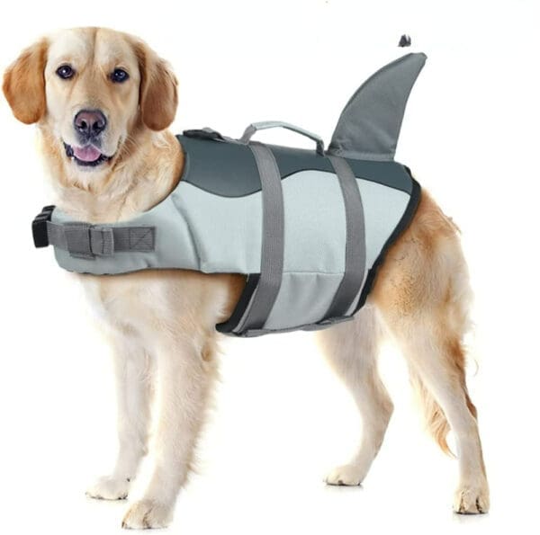 Dog Life Jacket Shark Design Rose Silver Grey  XL - silver grey XS