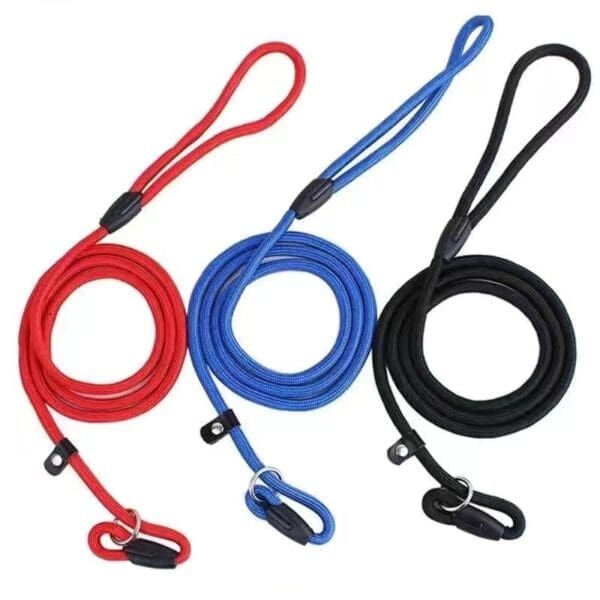 Adjustable Dog Slip Rope Leash Blue Red Black L M S - BLUE L - Diameter 1.0cm