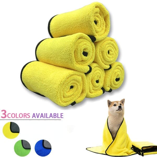 Quick-Drying Pet Towels Blue Green Yellow Various Sizes - Green 6030cm-23.611.8in