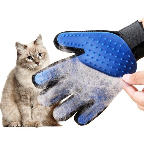 Pet Grooming Silicone Glove Blue Left-Right Hand - Blue Left Hand