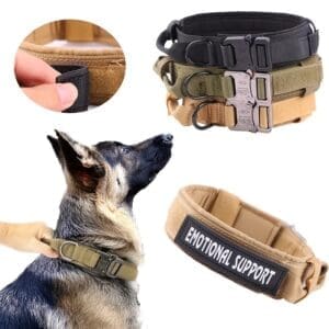 Adjustable Nylon Dog Collar Army Green Black Khaki M L XL - Army Green L