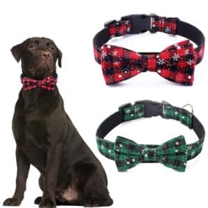 Christmas Snowflake Dog Collar Green Red - Green XS