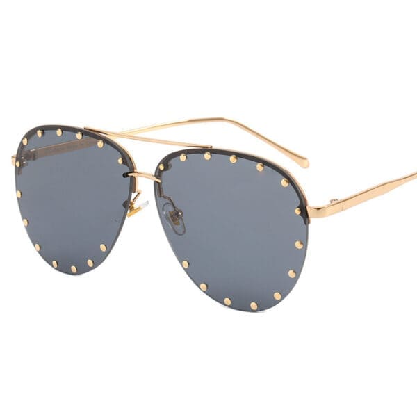 Frameless Rivets Sunglasses Various Designs - Gold framed grey chip