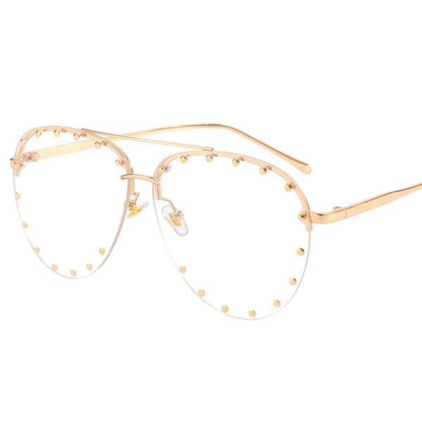 Frameless Rivets Sunglasses Various Designs - Gold frame flat