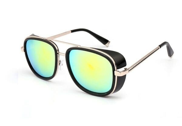 IRON TONY Sunglasses Various Designs - Black framed gold leg gold color slice