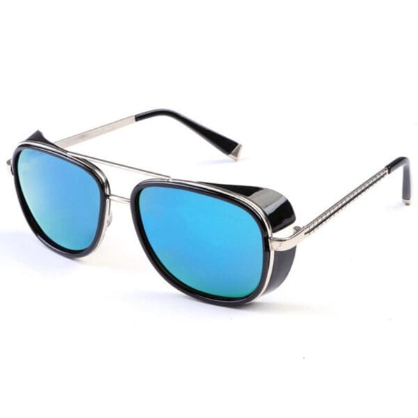 IRON TONY Sunglasses Various Designs - Black framed blue color chip