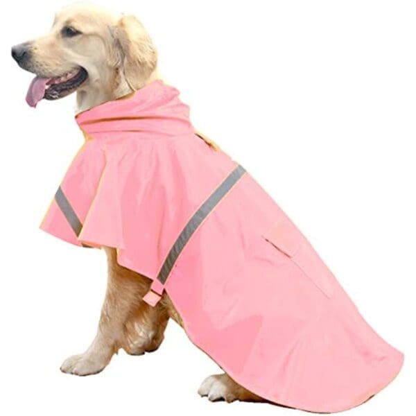 Dog Raincoat with Reflective Hoodie Lake Blue Yellow Pink Orange Various Sizes - D4-Pink XXL