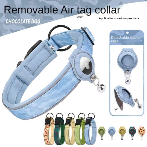 Dog Collar with AirTag Case Holder Various Designs  XL - Camouflage green collar set XL 3.0  48-55cm