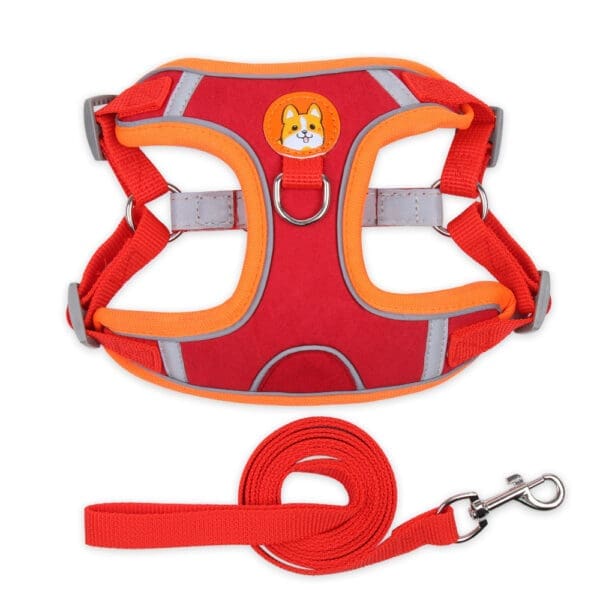 Reflective Dog Harness and Leash Set Brown Lake Blue Green Orange Red Purple  XL