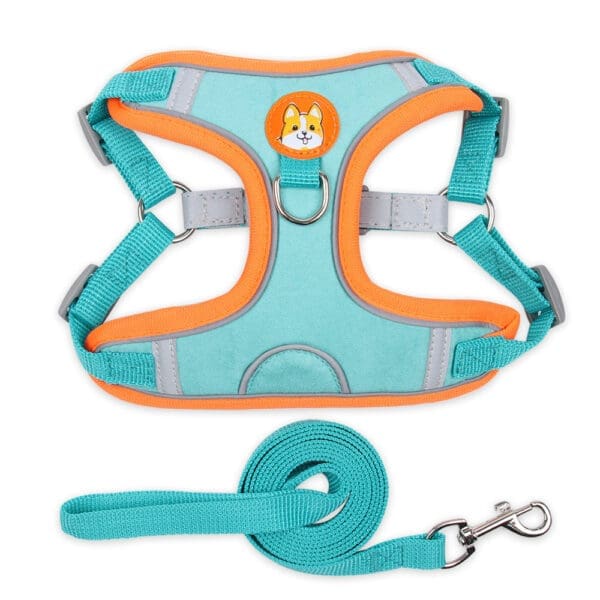 Reflective Dog Harness and Leash Set Brown Lake Blue Green Orange Red Purple  XL