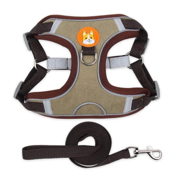 Reflective Dog Harness and Leash Set Brown Lake Blue Green Orange Red Purple  XL