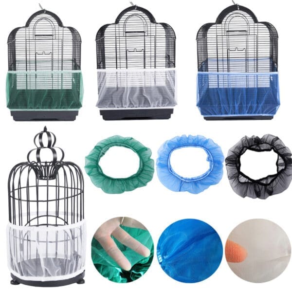 Seed Guard for Bird Cages Nylon Mesh Various Colors M L - Black L