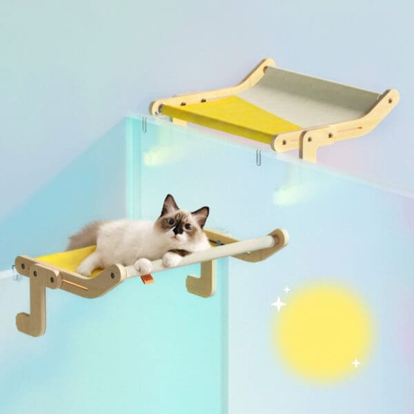 Mewoofun Cat Window Perch Hanging Bed Various Colors - Yellow