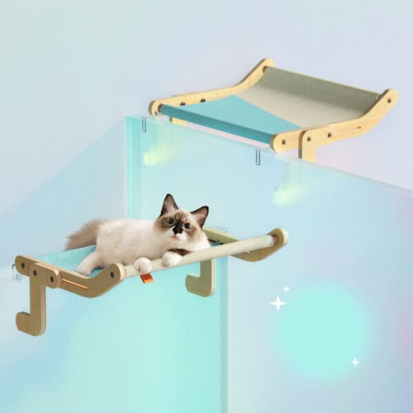 Mewoofun Cat Window Perch Hanging Bed Various Colors - BLUE