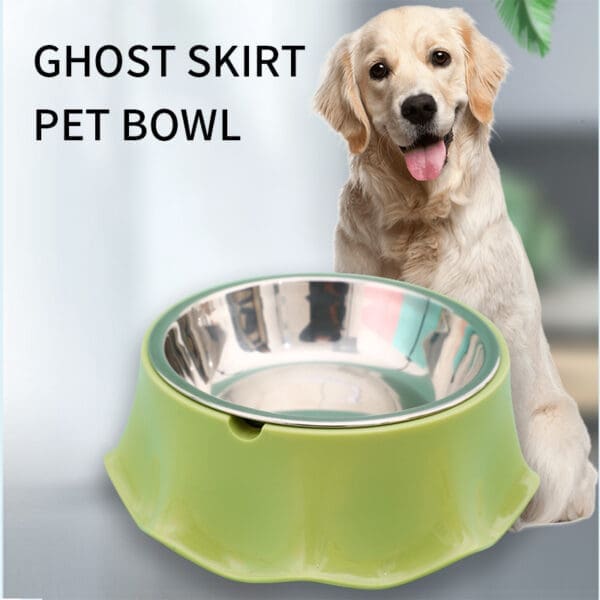 Pet Cat Dog Bowl Stainless Steel Non-Slip Various Colors - Green