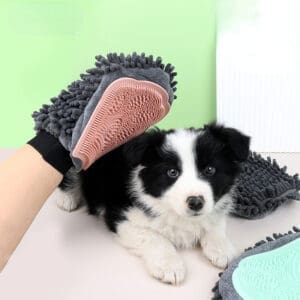 Pet Bathing Brush 2-in-1 Grooming Glove Pink Blue Green - Pink