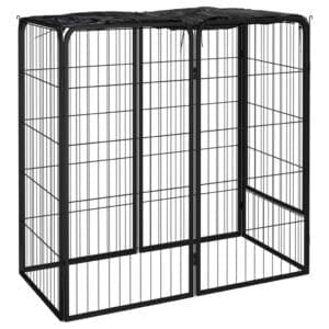 Dog Playpen 6 Panels Black Powder-coated Steel