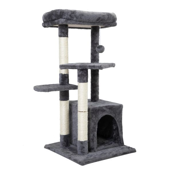 Double Level Cat Tree Stand House Light Gray Dark Gray - Dark gray