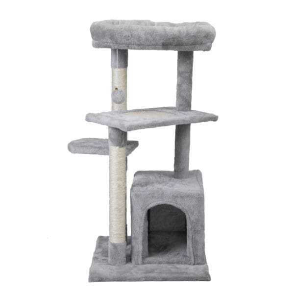 Double Level Cat Tree Stand House Light Gray Dark Gray - Light Gray