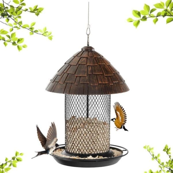 Outdoor Metal Hanging Wild Bird Feeder Brown Gray