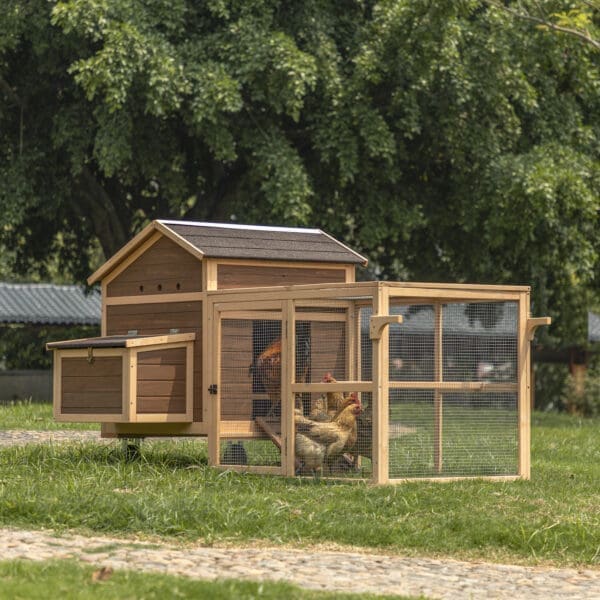 Chicken Coop with Wheels Brown