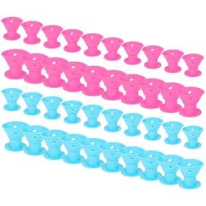 40Pcs Silicone Hair Curler No Heat Clip Styling PinkBlue