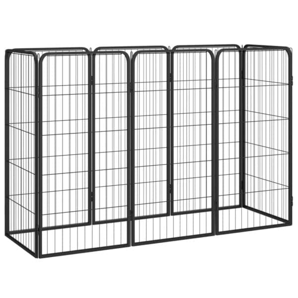 8-Panel Dog Playpen Black