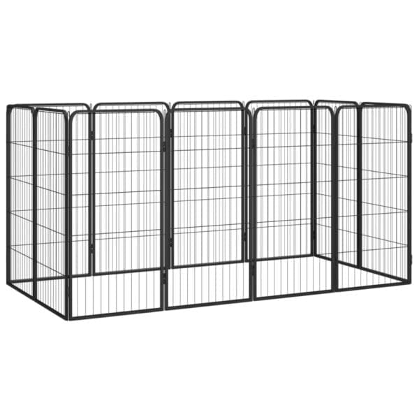 12-Panel Dog Playpen Black Powder-coated Steel